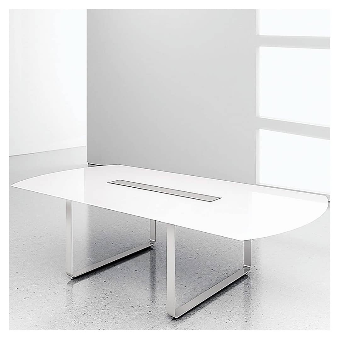 Krug Nuvo Glass Arc shaped Conference Table with O Leg